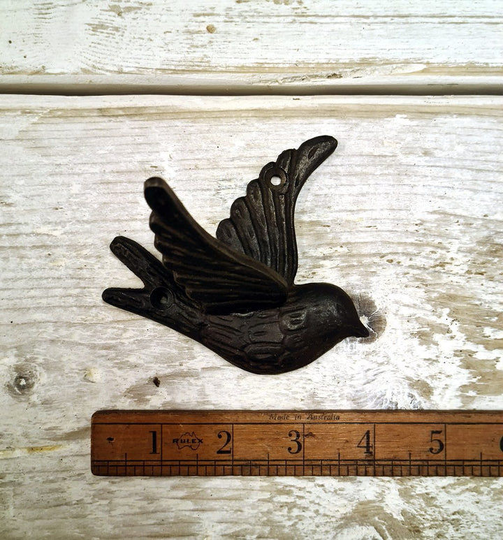 Coat Hook FLYING BLACKBIRD Antique Iron 90mm High