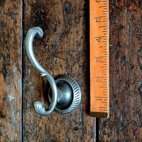 Hat Coat Hook with Round Base ADMIRAL Cast Antique Iron 110mm