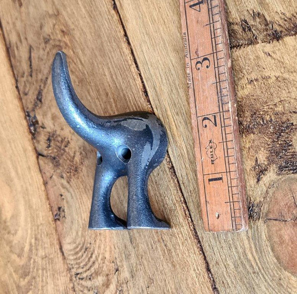 Coat Hook DOG TAIL Cast Antique Iron (SMALL) 80mm