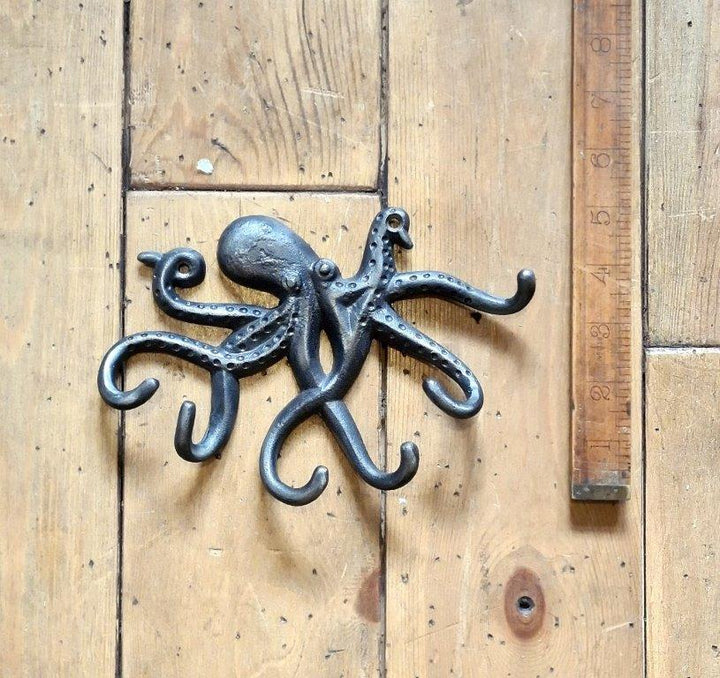 Multi Hook OCTOPUS Angled Head Cast Antique Iron 200mm