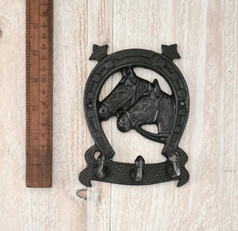 Coat Hook HORSESHOE 3 Hooks Cast Antique Iron 100mm x 140mm High ...