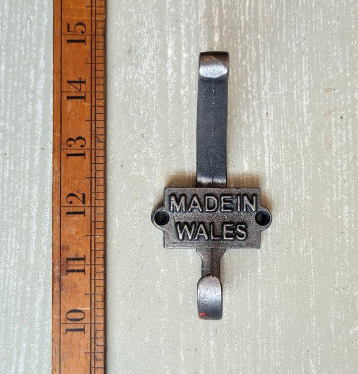 Coat Hook Double 2 Part MADE IN WALES Cast Antique Iron 110mm