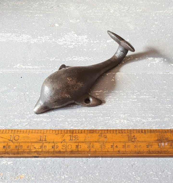 Coat Hook Single DOLPHIN Cast Antique Iron 120mm