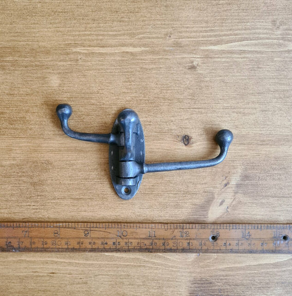 Swivel Hook Triple VICTORIAN Cast Antique Iron 75mm x 100mm