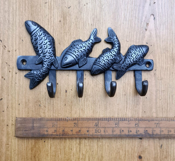 Coat Hook FISH 4 Hooks Cast Antique Iron 170 x 100mm