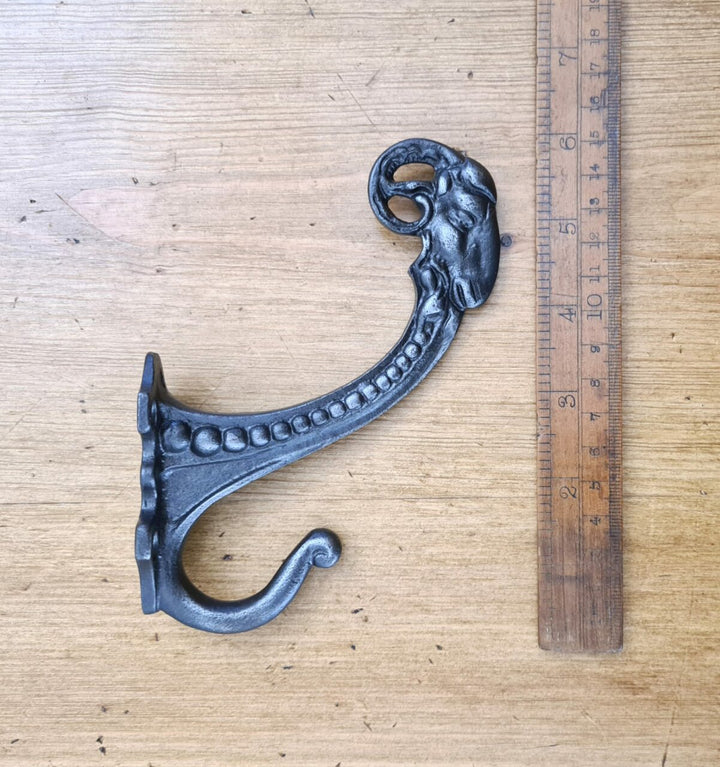 Hat Coat Hook GEORGIAN SWAN NECK 4 Hole Ant Iron 160 x 100mm projection