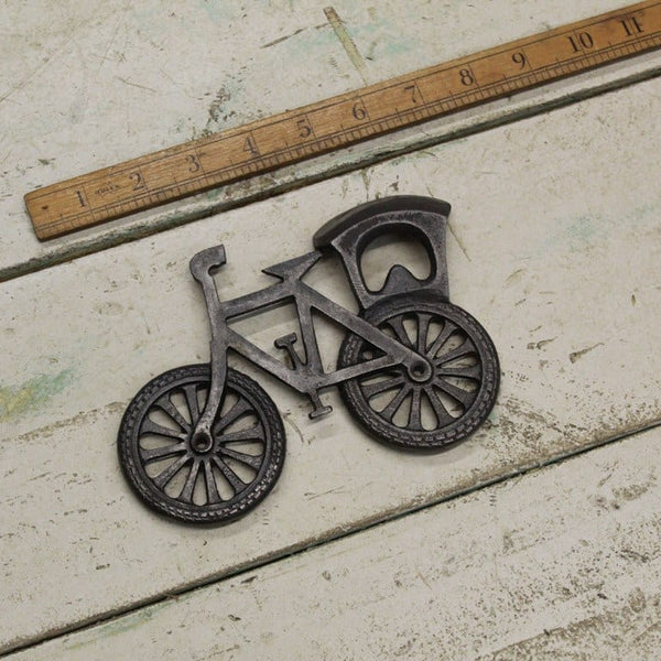 Bottle Opener Wall Mounted BICYCLE Cast Antique Iron