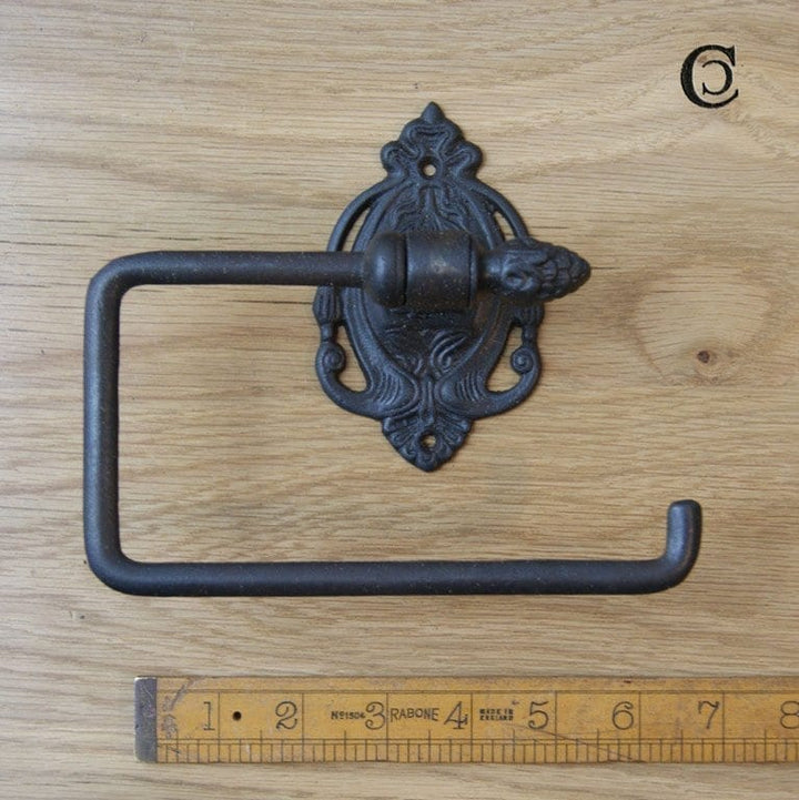 Toilet Roll Holder ACORN Finial Single Antique Iron 170mm 70.623