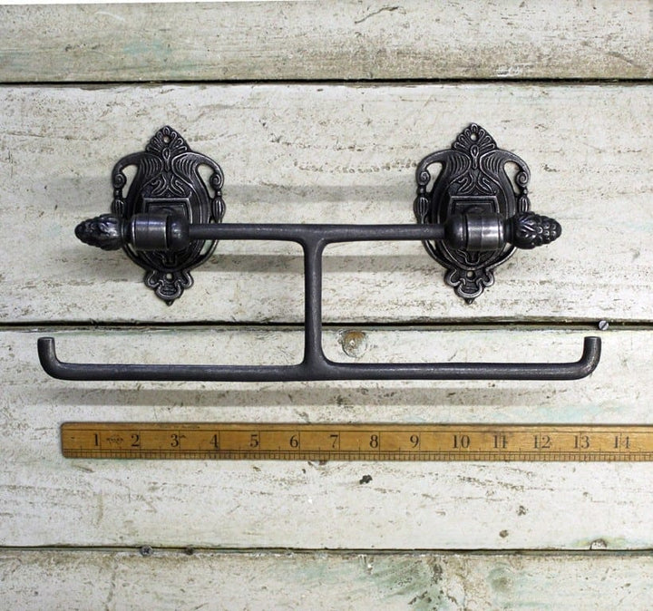 Toilet Roll Holder ACORN Finial Double Cast Antique Iron 310mm