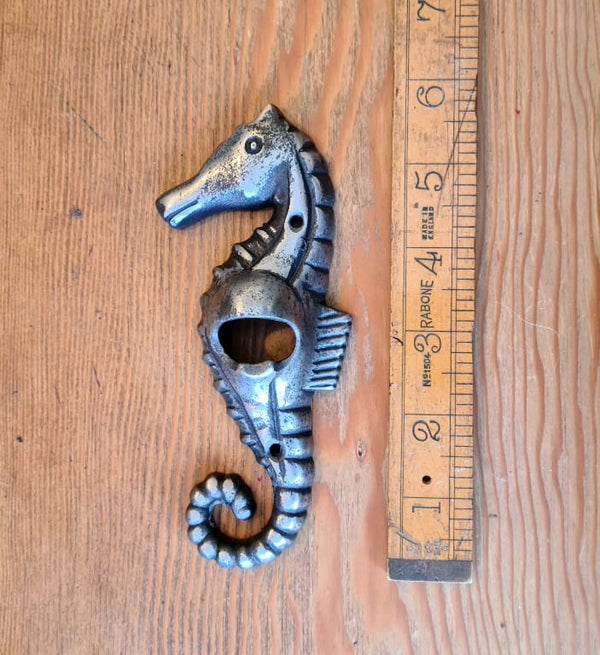 Bottle Opener Wall Mounted SEA HORSE Cast Antique Iron 150mm