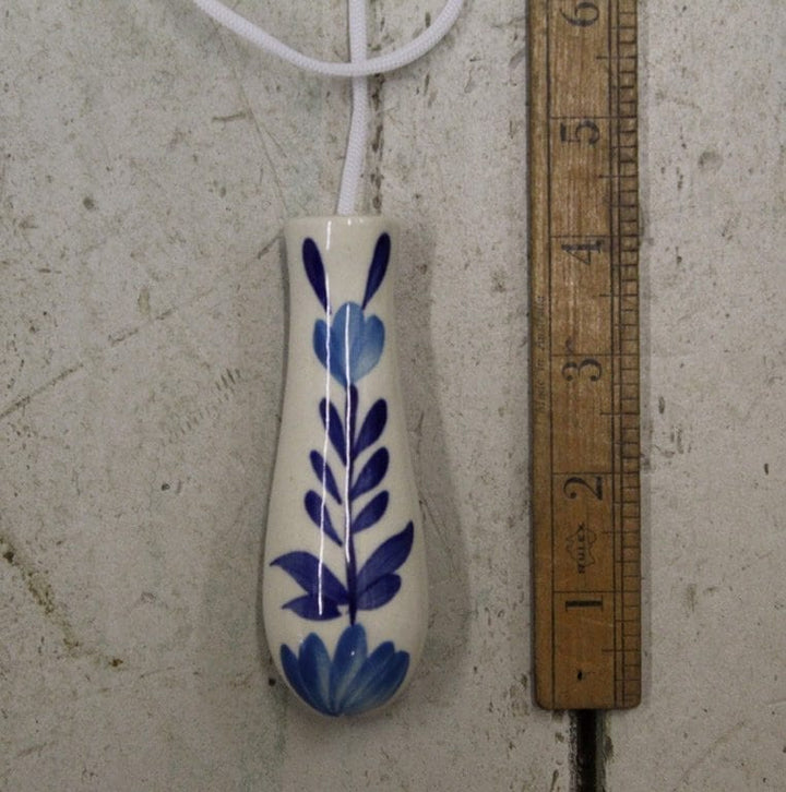 Light Pull with Cord Patterned BLUE FLOWERS Porcelain 120mm