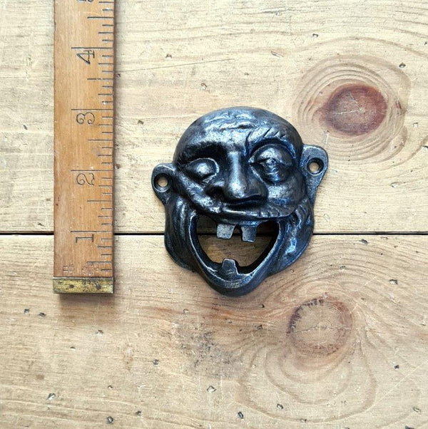 Bottle Opener Wall Mounted UGLY FACE Cast Antique Iron