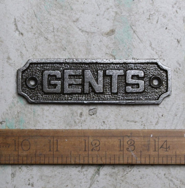 Plaque GENTS Cast Antique Iron 35mm x 120mm