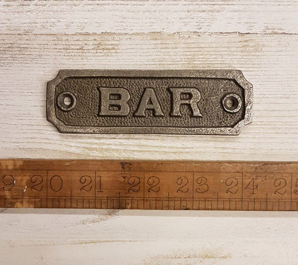 Plaque BAR Cast Antique Iron 105mm x 35mm - Alt F383