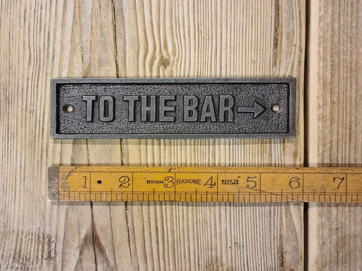 Plaque TO THE BAR Antique Iron - 45mm x 150mm