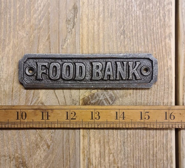 Plaque FOOD BANK Cast Antique Iron 40mm x 160mm