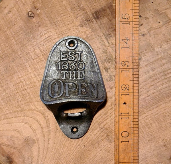 Bottle Opener Wall Mounted GOLF THE OPEN Cast Antique Iron