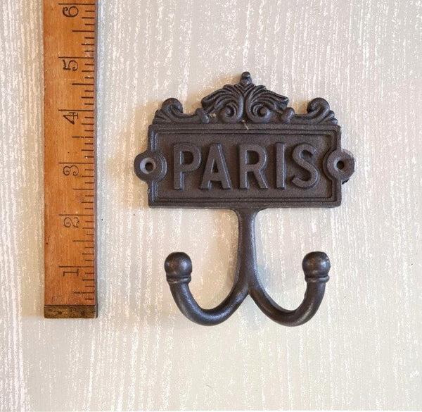 Plaque Robe Hook Double PARIS Cast Antique Iron 110mm x 120mm