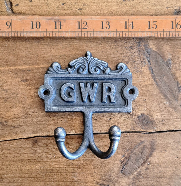 Plaque Robe Hook Double GWR Cast Antique Iron 110 x 120mm