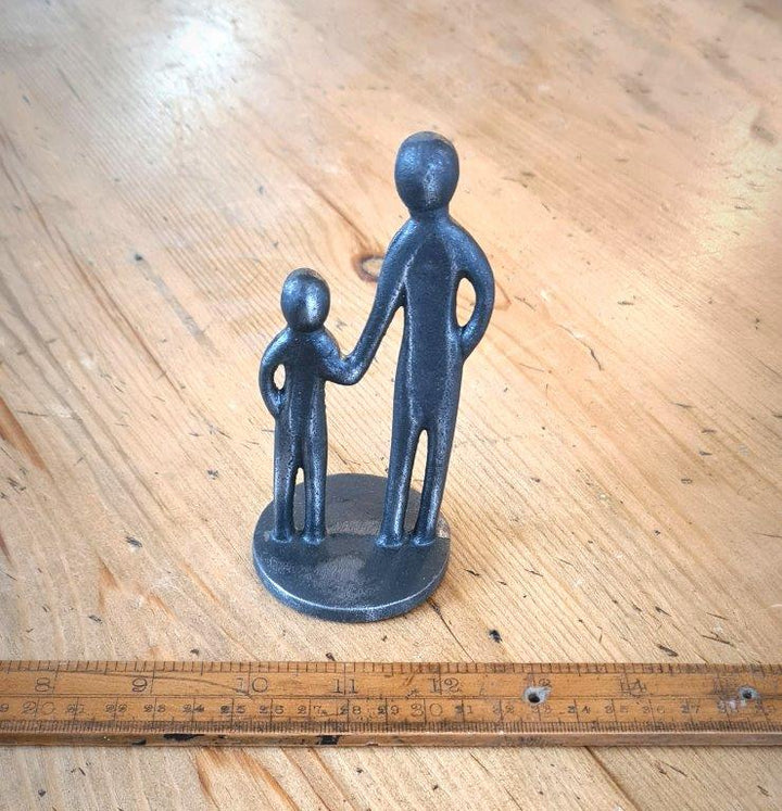 Paperweight Ornament MAN BOY Cast Antique Iron 135mm