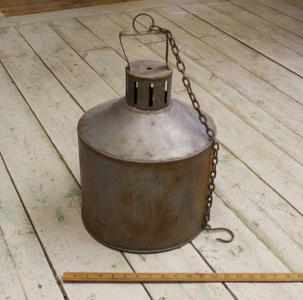 Pendant Shade MILK CHURN with chain Antique Zinc 12"