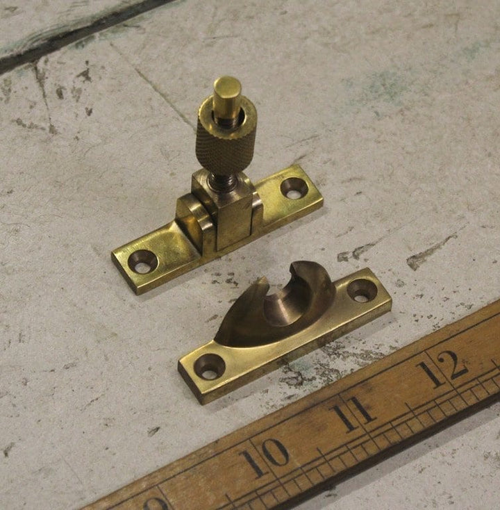 Sash Window Screw Down Fastener Sprung BRIGHTON Brass 50mm