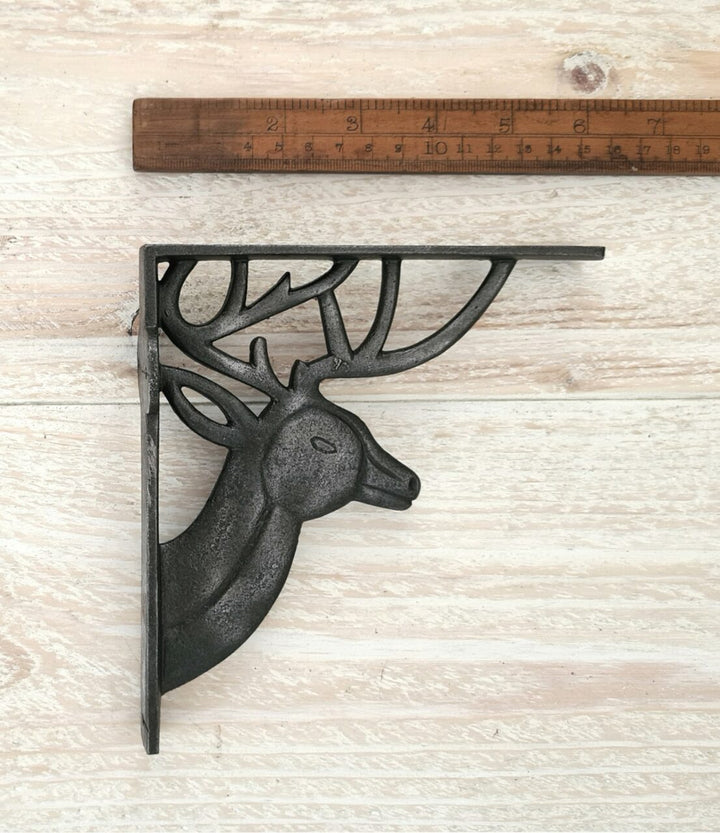 Shelf Wall Bracket REINDEER Cast Antique Iron 150mm x 165mm High