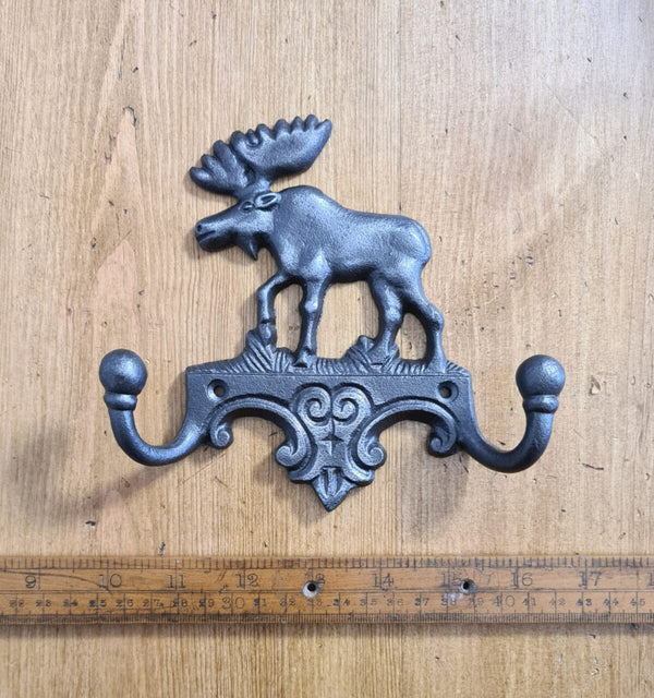 Coat Hook Double MOOSE Cast Ant Iron 160 x 150mm