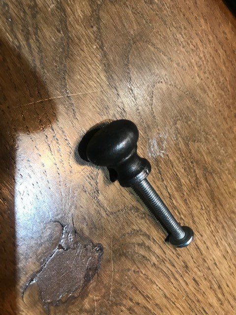 Knob Button Bureau Spice Screw-In Cast Antique Iron 16mm Diameter