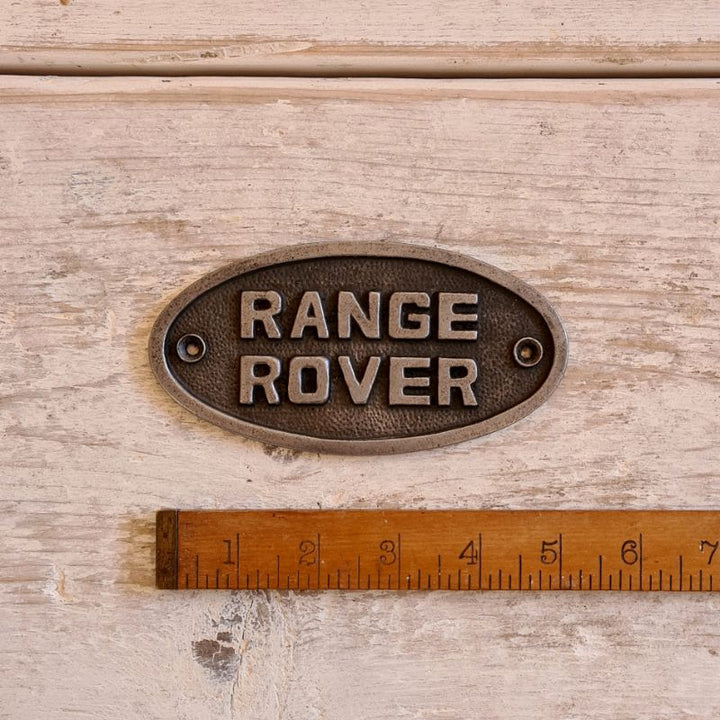 Plaque Oval RANGE ROVER Cast Antique Iron 68mm x 165mm